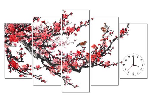 Tranh đồng hồ hoa đào HL0115