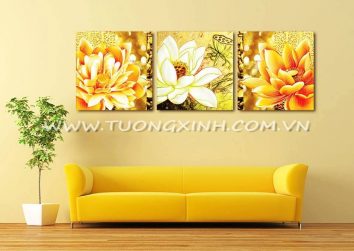 Tranh treo tường hoa sen vàng HL0183 1