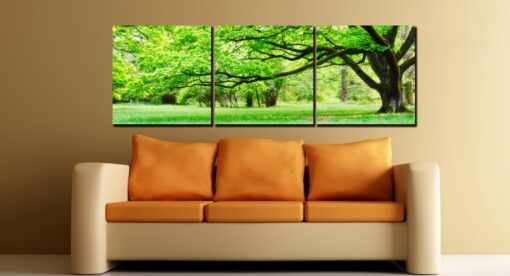 Tranh đồng hồ treo tường thiên nhiên lá xanh TN302