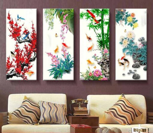 tranh treo tường phong thủy tứ quý tài lộc