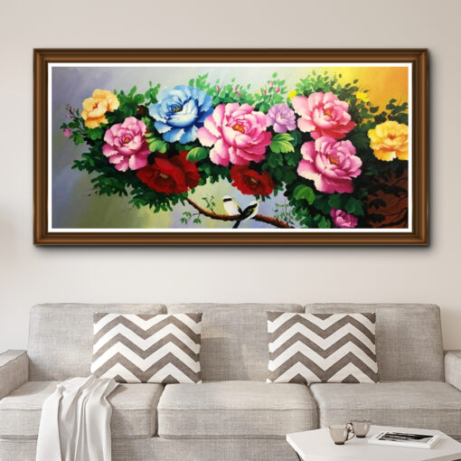 Tranh sơn dầu hoa mẫu đơn SD453