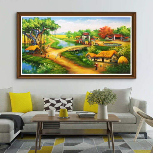 Tranh sơn dầu làng quê SD411