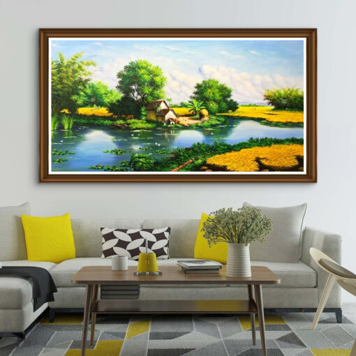 Tranh sơn dầu phong cảnh làng quê SD435