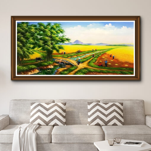 Tranh sơn dầu phong cảnh làng quê SD405