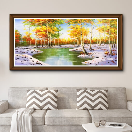 Tranh sơn dầu phong cảnh cây vàng SD432