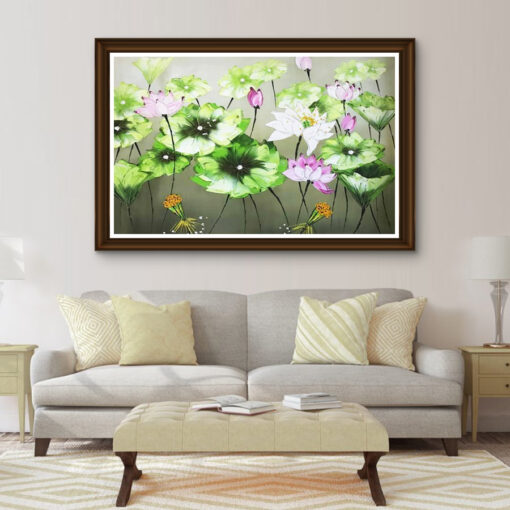 Tranh sơn dầu hoa sen SD412