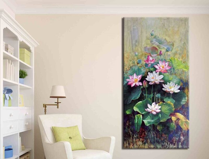 Tranh in vải canvas hoa sen CV515