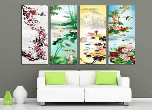 Tranh đồng hồ treo tường tứ quý TQ278