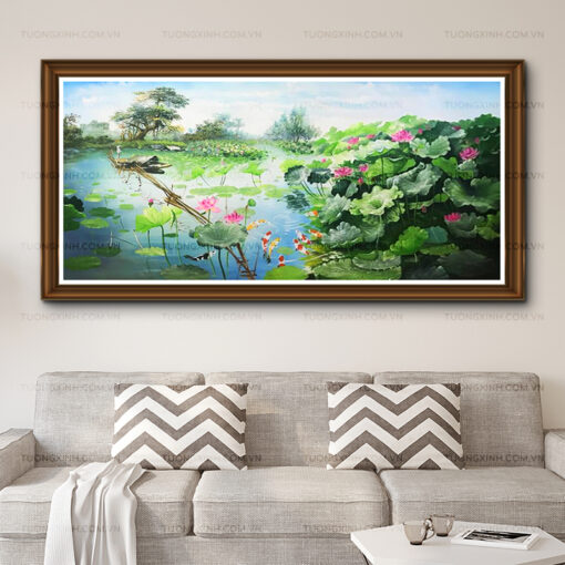 Tranh sơn dầu hoa sen SD457
