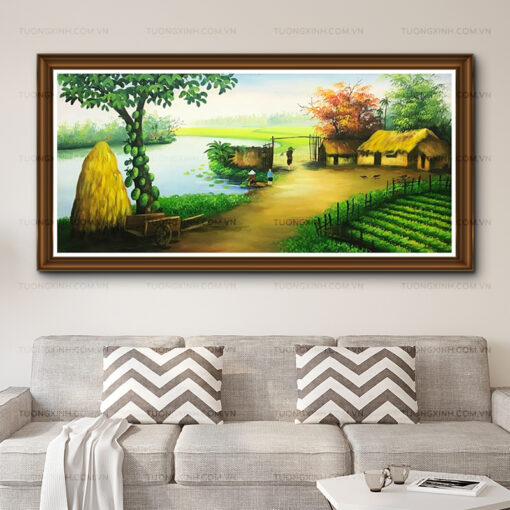Tranh sơn dầu phong cảnh làng quê SD466