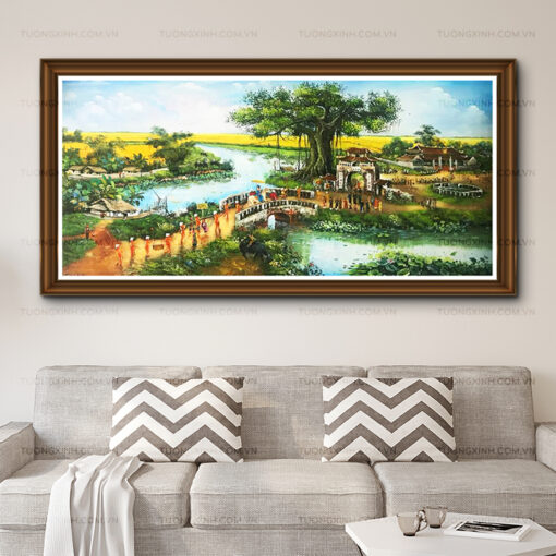 Tranh sơn dầu lễ hội làng quê SD463