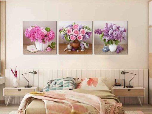 Tranh đồng hồ treo tường hoa lá HL599