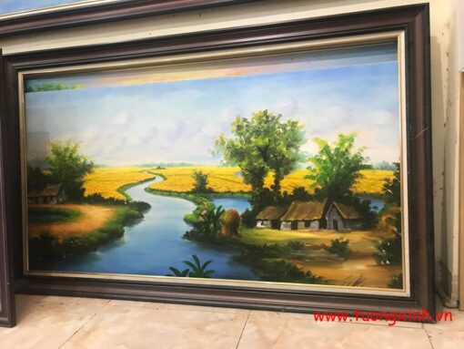 Tranh sơn dầu phong cảnh làng quê SD473