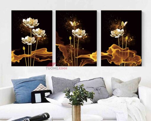 Tranh treo tường nghệ thuật Hoa Sen Vàng HL1010