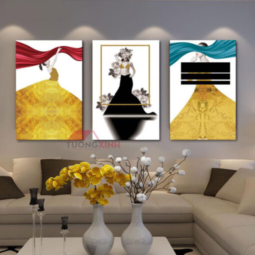 Tranh treo tường 3 cô gái nghệ thuật NT1072