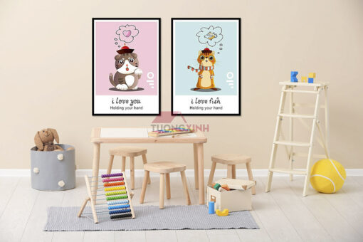 Tranh khung treo tường mèo con đáng yêu SCA444