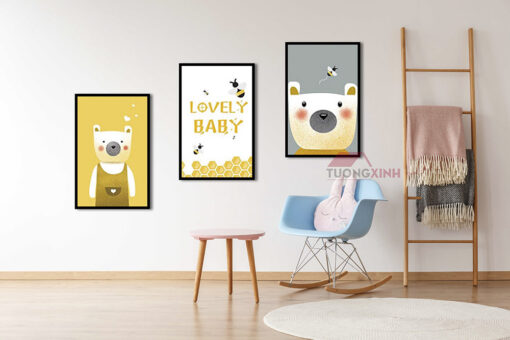 Tranh trang trí phòng bé gái gấu kitty SCA446