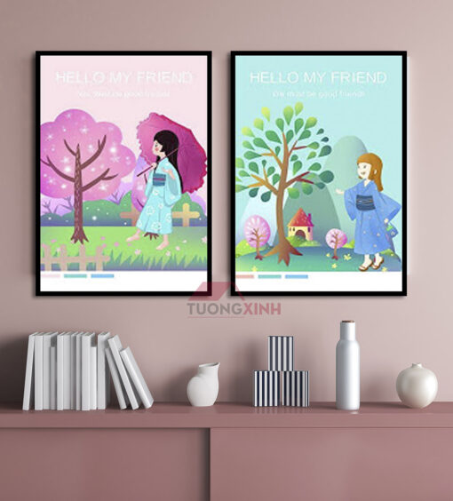 Tranh trang trí phòng ngủ cô bé mộng mơ SCA450