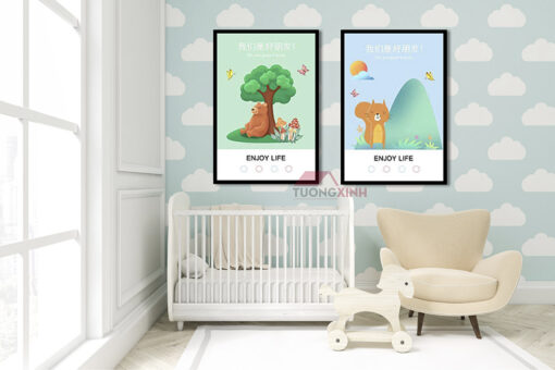 Tranh khung động vật trang trí phòng bé SCA456