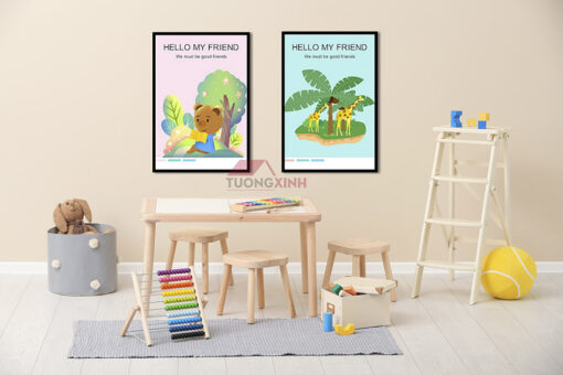 Tranh các con vật trang trí phòng bé SCA458