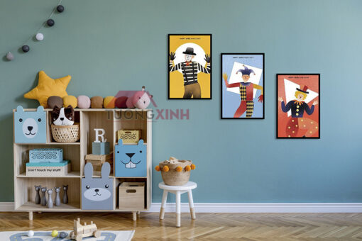 Tranh treo tường phòng bé 3 chú hề SCA516