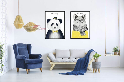 Tranh treo tường phòng bé 2 chú gấu trúc SCA517