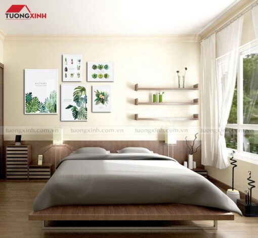 Tranh treo tường lá cây trang trí phòng ngủ SCA619A