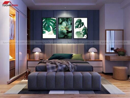 Tranh trang trí phòng ngủ lá cây xanh SCA877A