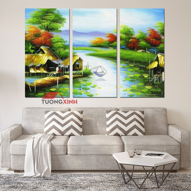 Tranh phòng khách phong cảnh đồng quê TN1447