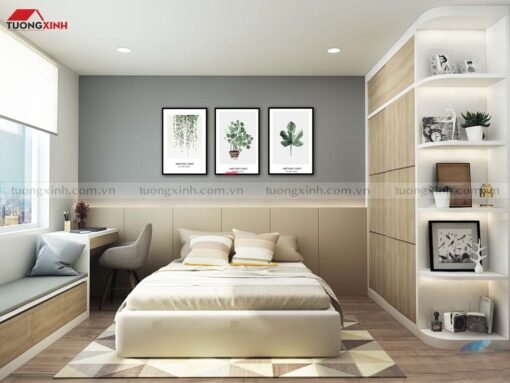 Tranh khung treo tường phòng ngủ chủ đề lá cây SCA1288A