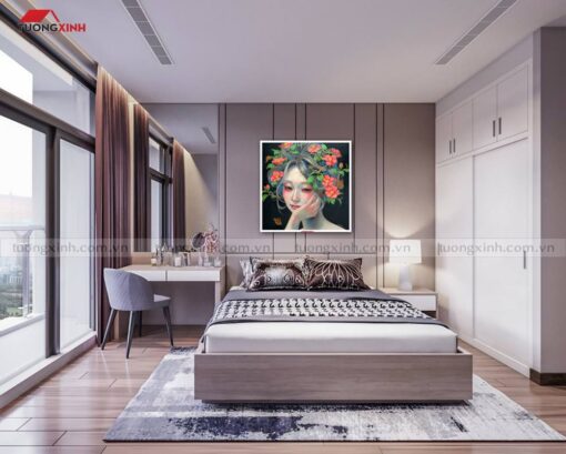 Tranh treo tường phòng ngủ cô gái nghệ thuật NT1207A