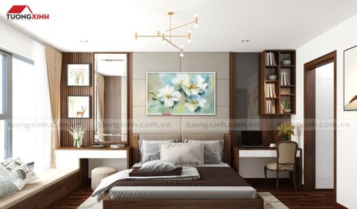 Tranh treo tường phòng ngủ chủ đề hoa lá HL1400A