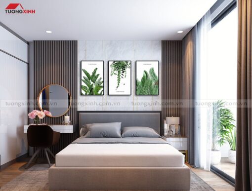 Tranh chủ đề lá cây trang trí phòng ngủ SCA315