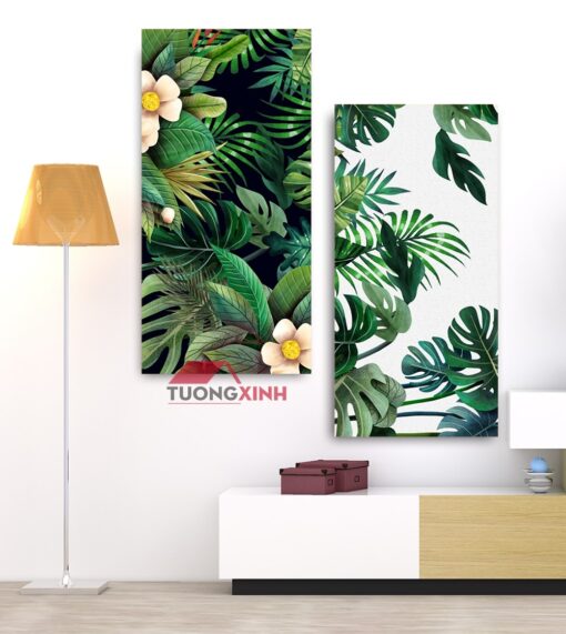 Tranh treo tường Lá cây trang trí phòng khách HL1294