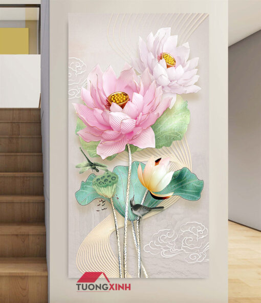 Tranh hoa sen treo tường phòng khách HL1260