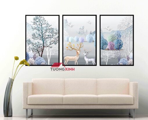 Tranh treo tường phòng khách Hươu Nai SCA1413