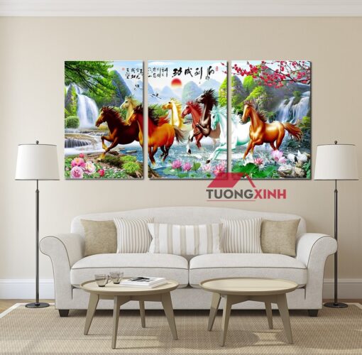 Tranh treo phòng khách Bát Mã Truy Phong PT1318