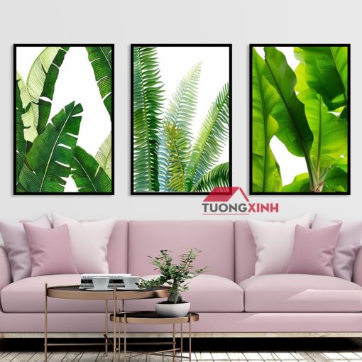 Tranh treo tường lá cây trang trí phòng khách SCA1287
