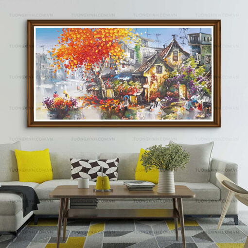 Tranh sơn dầu phong cảnh làng quê SD476