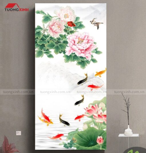 Tranh treo tường phòng khách Cửu Ngư Quần Hội PT1485