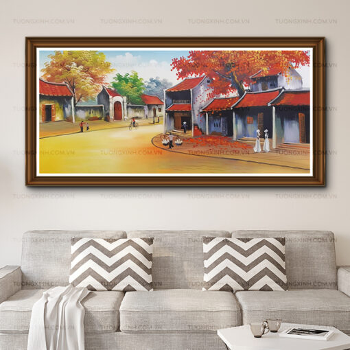 Tranh sơn dầu phong cảnh làng quê SD492