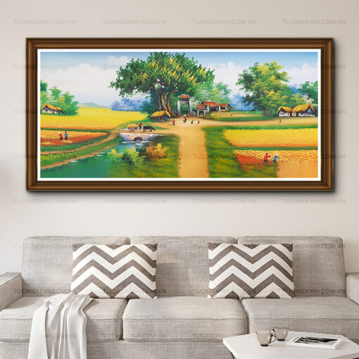 Tranh sơn dầu phong cảnh làng quê SD487