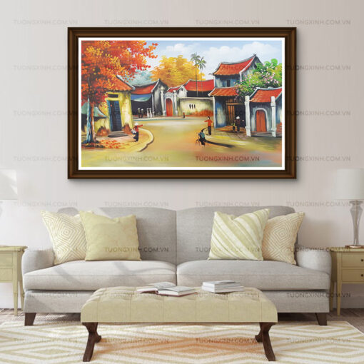 Tranh sơn dầu phong cảnh làng quê SD489