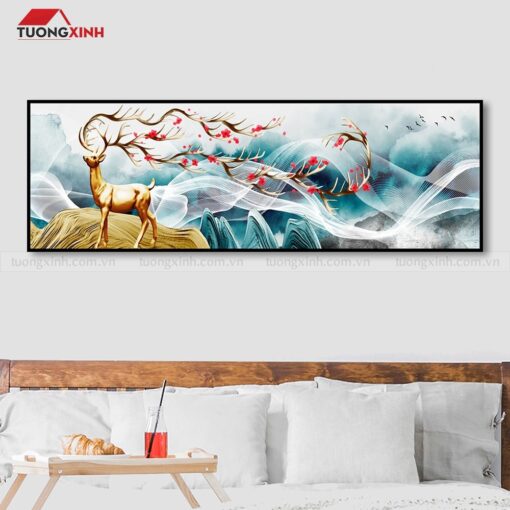Tranh treo tường phòng khách nghệ thuật hươu nai NT1571