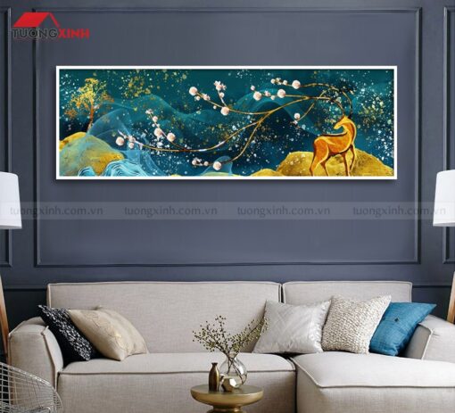 Tranh treo tường phòng khách nghệ thuật hươu nai NT1572