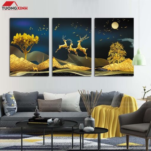 Tranh phong cảnh hươu nai nghệ thuật NT1637