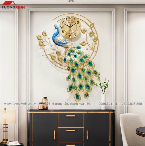 Đồng hồ treo tường nghệ thuật Chim Công DHA80