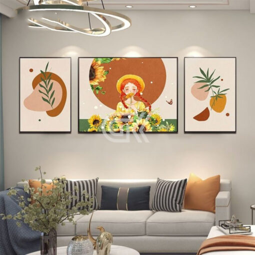 TRANH CÔ GÁI VÀ HOA NGHỆ THUẬT TG340