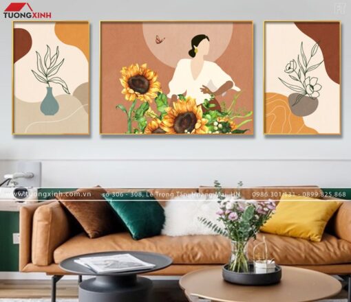 TRANH TRÁNG GƯƠNG CÔ GÁI VÀ HOA TG229