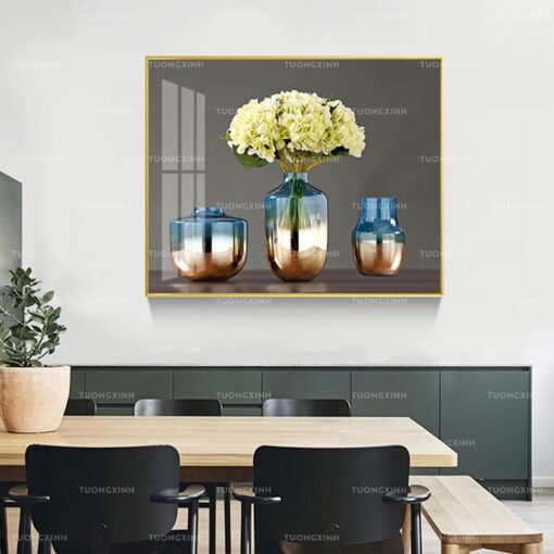 Tranh tráng gương lọ hoa trang trang trí TG979